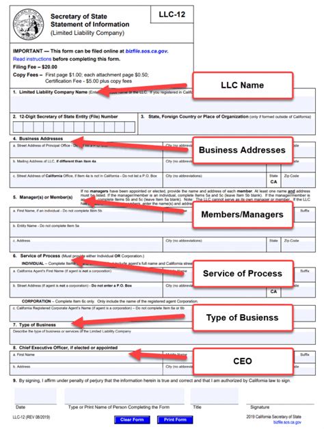 California Business Entity Statement Of Information Filing Guide