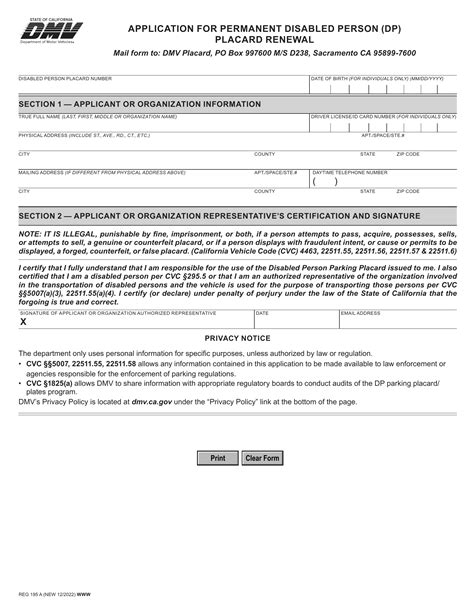 California Dmv Handicap Placard Application Form Guide