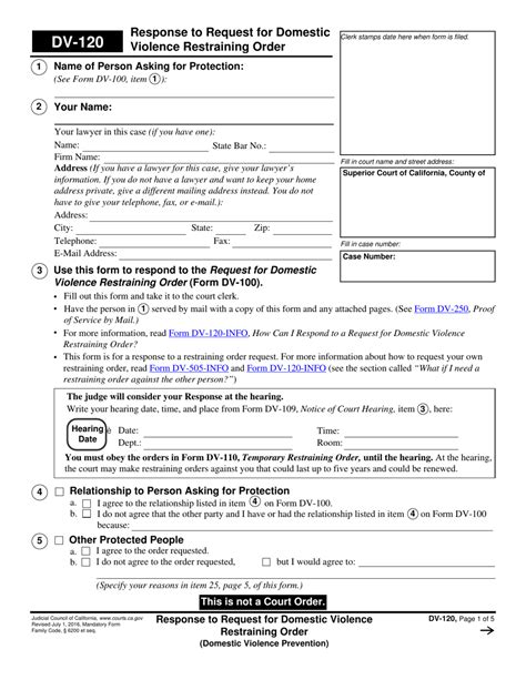 California Dv-125 Form: A Guide To Domestic Violence Restraining