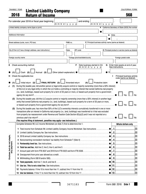 California Partnership Tax Return Form 568 Guide