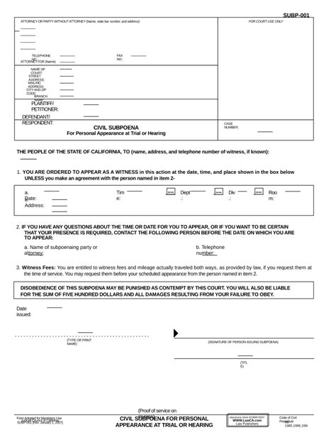 California Subpoena Form: A Step-By-Step Guide