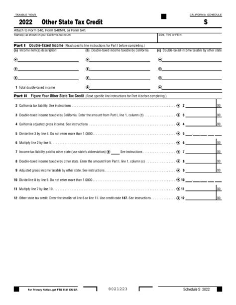 California Tax Form 540 Schedule S Explained