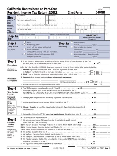 California Tax Form 540nr: Nonresident Guide