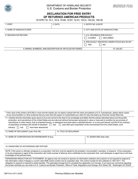 Cbp Form 3311: A Guide To Entry Summary Declaration