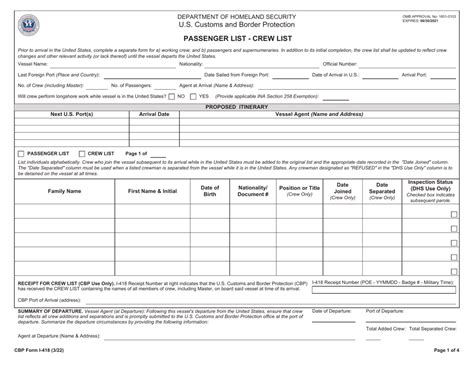 Cbp Form I-418: Guide To Passenger List Identification