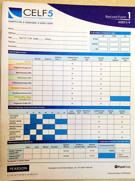 Celf 5 Record Form: Complete Guide And Uses