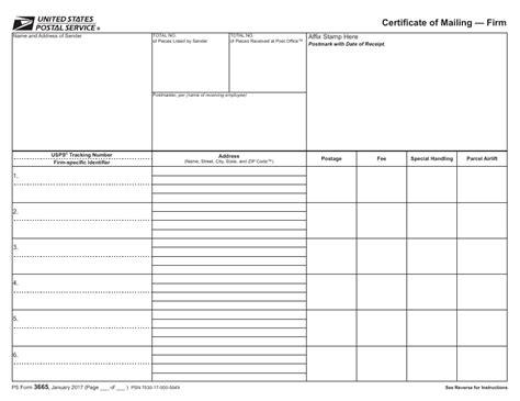 Certificate Of Mailing Form 3665: Usps Guide