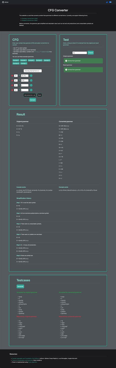 Cfg To Chomsky Normal Form Converter Tool