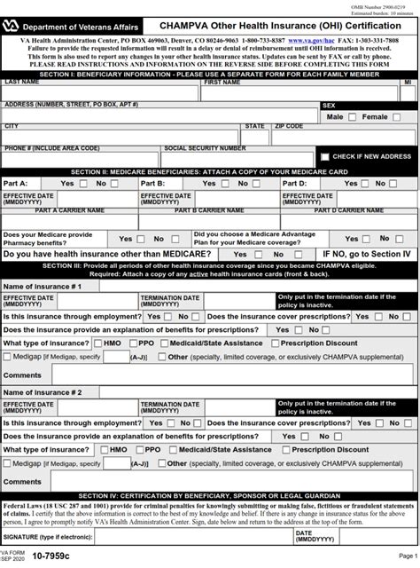 Champva Form 10-7959c: A Guide To Filing Benefits