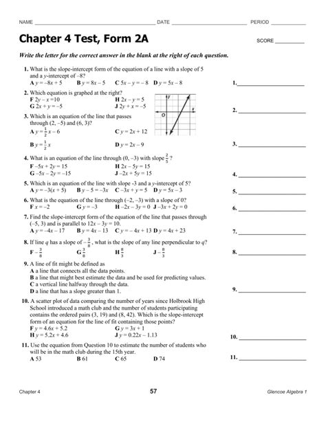 Chapter 1 Test Form 2a Answer Key