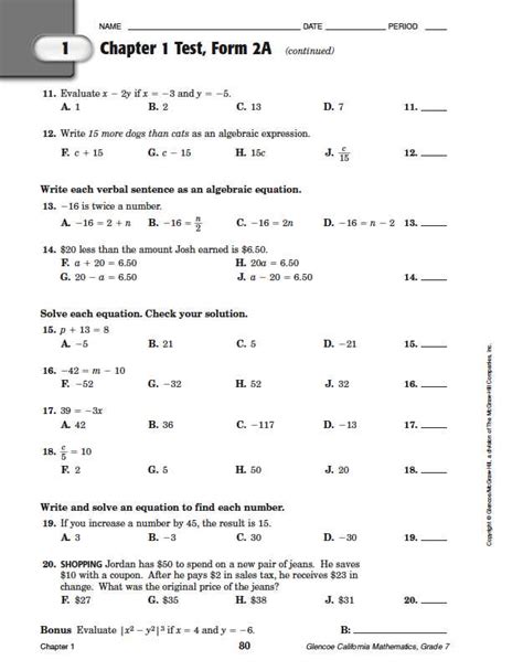 Chapter 2 Test Form 1 Study Guide And Review