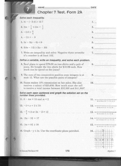 Chapter 7 Test Form 2a: 7 Essential Review Questions