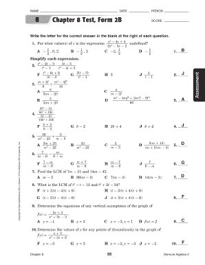 Chapter 8 Test Form 2b Answer Key And Solutions