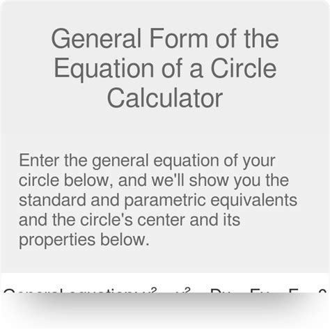 Circle To General Form Calculator: Made Easy