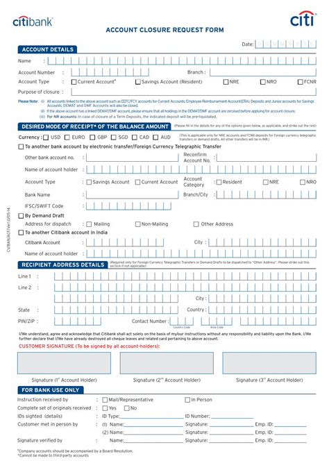 Citi Bank Account Closure Form: A Step-By-Step Guide