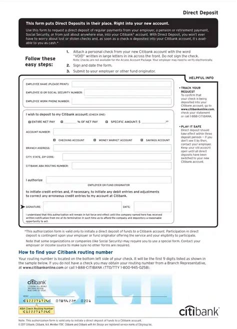 Citibank Direct Deposit Form: Easy Setup And Benefits