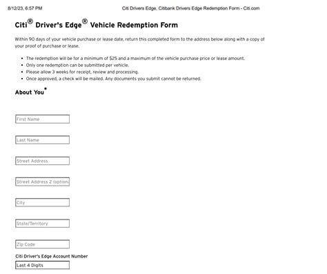 Citibank Drivers Edge Rebate Form: Easy Savings Guide