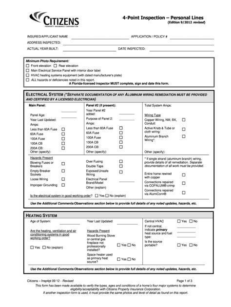 Citizens 4 Point Inspection Form Made Easy To Fill