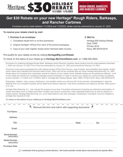 Claim Your Heritage Rough Rider Rebate Form Now