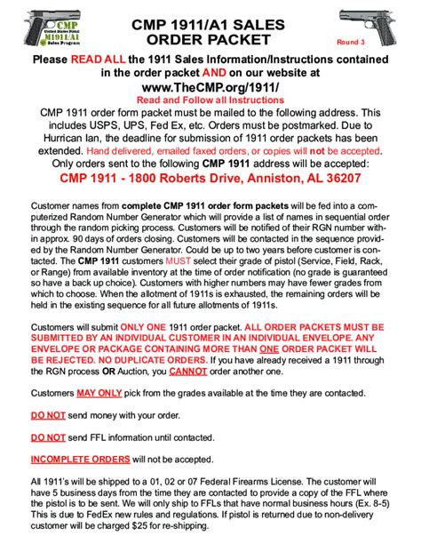 Cmp 1911 Order Form Guide And Instructions