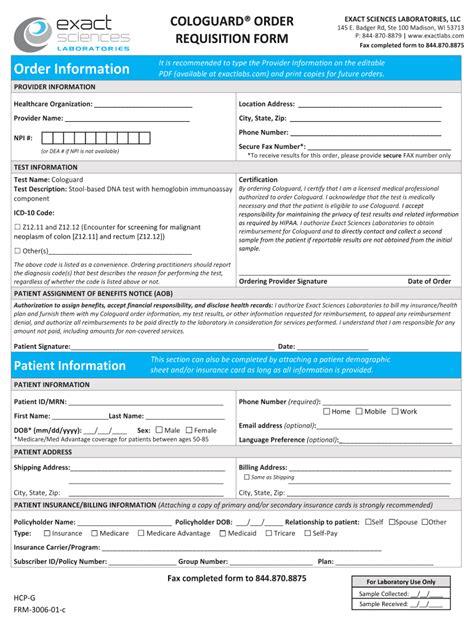 Cologuard Order Form: Simplified Colocation Services Sign-Up