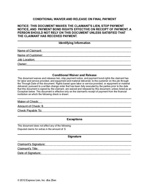 Colorado Conditional Lien Waiver Form: Protect Your Rights