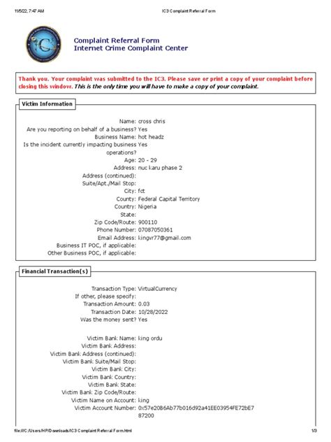 Complete Ic3 Complaint Referral Form In 5 Easy Steps