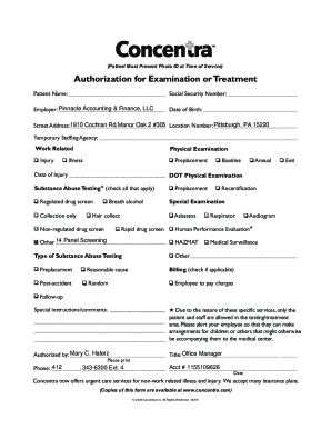 Concentra Drug Test Form Requirements And Procedures