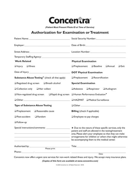 Concentra Employer Authorization Form: Streamline Your Employee Care