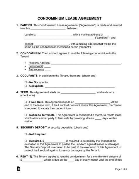 Condo Apartment Lease Agreement 2019 Standard Form Guide