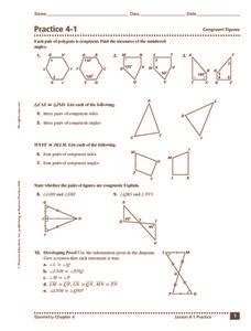 Congruent Figures Form G Practice 4-1