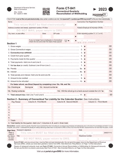 Connecticut Form Ct-941: Quarterly Tax Filing Guide