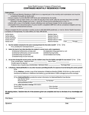 Continental Casualty Company Residence Form: A Monthly Guide