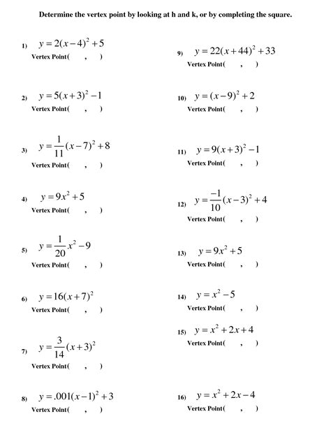 Convert To Vertex Form With Ease Practice Exercises