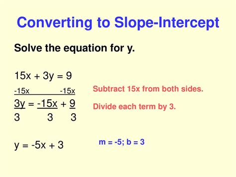 Converting 5x 3y 12 To Slope Intercept Form