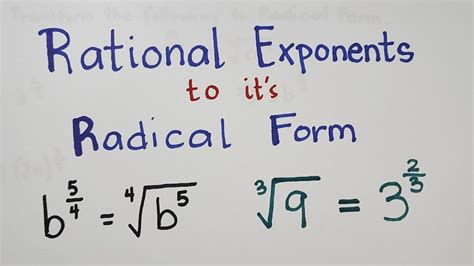 Converting Radical Form To Rational Exponent Form Made Easy