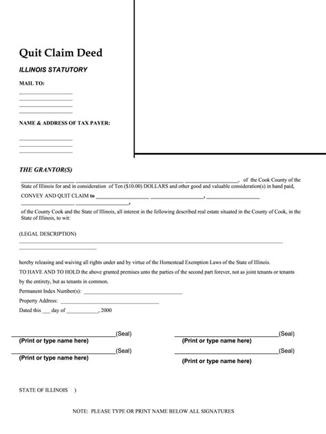 Cook County Quit Claim Deed Form Instructions And Guide