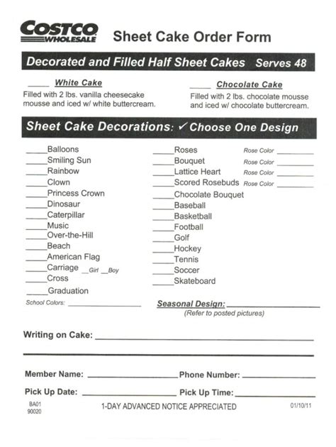 Costco Bakery Cakes Order Form Made Easy