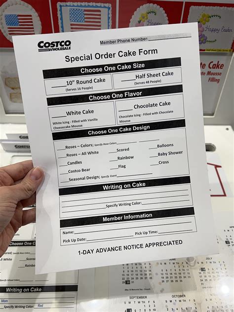 Costco Cake Order Form Printable Template