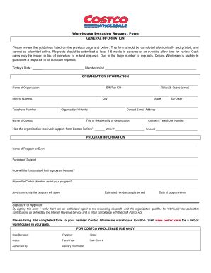 Costco Warehouse Donation Request Form: A Comprehensive Guide