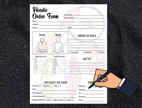 Customizable Hoodie Order Form Template For Easy Use