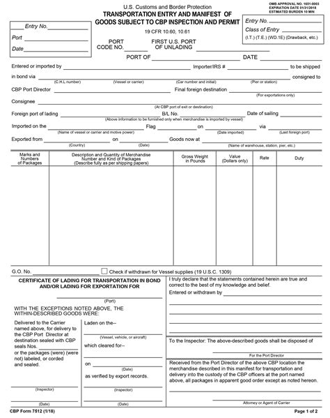 Customs Form 7512: A Guide To Entry Summary Declared Goods