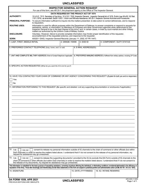 Da Form 1559: A Comprehensive Guide For Army Personnel