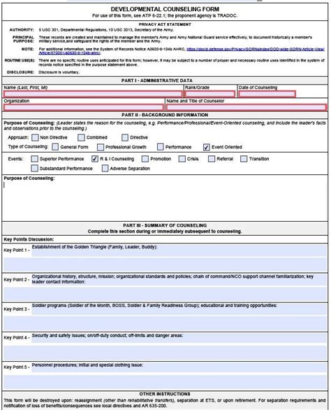 Da Form 2-1: Understanding The Us Armys Counseling Form