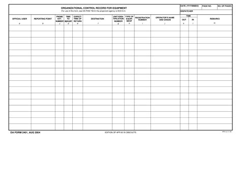 Da Form 2401: A Comprehensive Guide