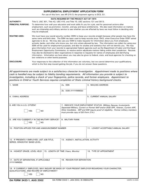 Da Form 3433: Understanding The Medical Examination Process