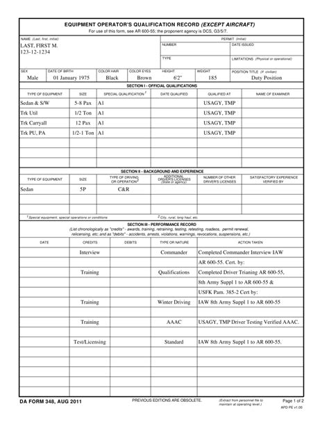 Da Form 348 Block 12: Equipment Maintenance Requirements