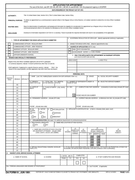 Da Form 61: Officer Evaluation Report Guide