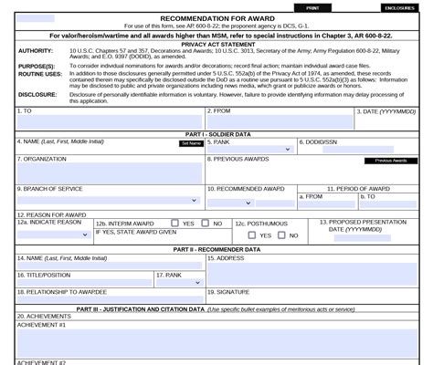 Da Form 638: Your Guide To Fillable Recommendation Forms