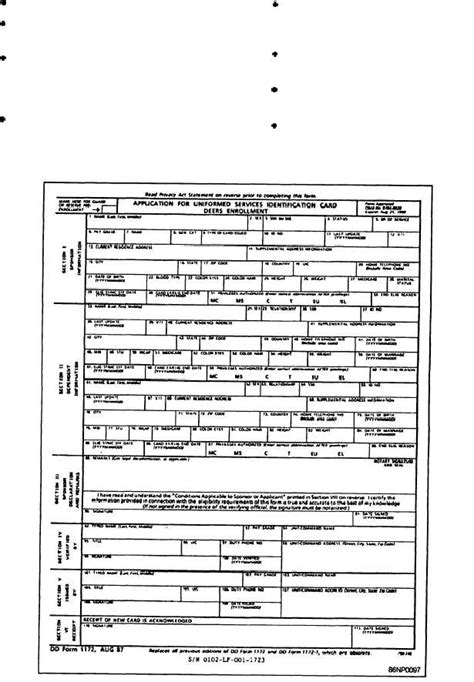 Dd Form 1172: Application For Uniformed Services Id Card